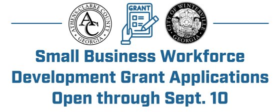 A text based graphic advertising a small business workforce grant
