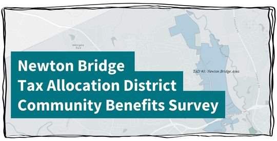 Map showing the boundaries of the Newton Bridge Tax Allocation District