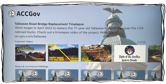 ACCGov Roku welcome screen showing various video playlists