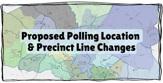 Proposed polling location and precinct line changes text over image of background map of Athens-Clarke County