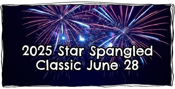 Star Spangled Classic text on top of fireworks