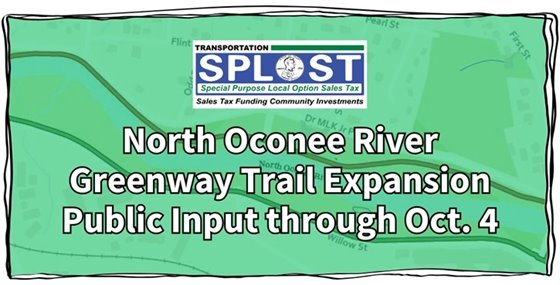 Green and white text graphic about the North Oconee River Greenway PIOH
