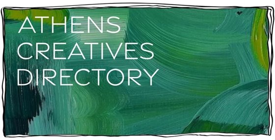 White text in front of green artistic paint swirls