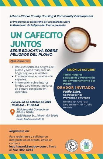 Spanish version of the Coffee Together series flyer.