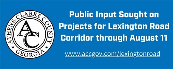 A blue and white text based header for the Lexington Road Corridor Improvements Public Input