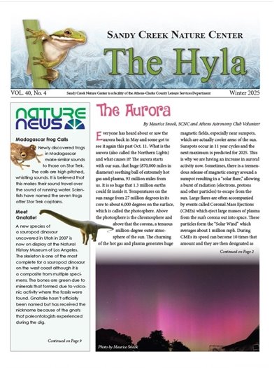 Front page of Winter 2025 Hyla Newsletter