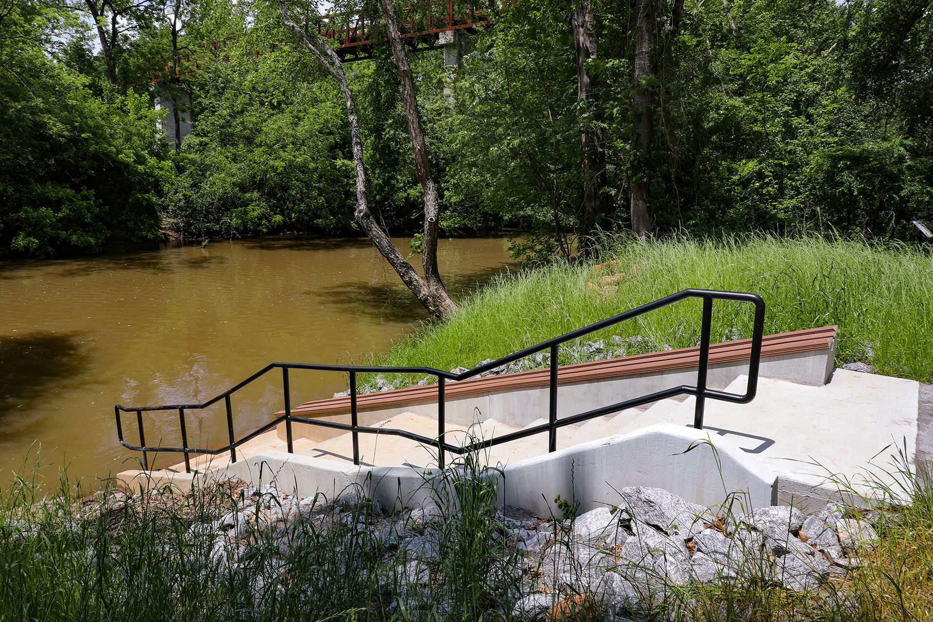 The canoe/kayak river access ramp at Dudley Park