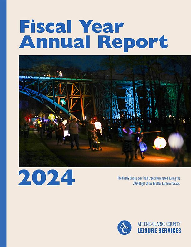 The cover of the 2024 Annual Report with an image of the Firefly Bridge during the Lantern Festival