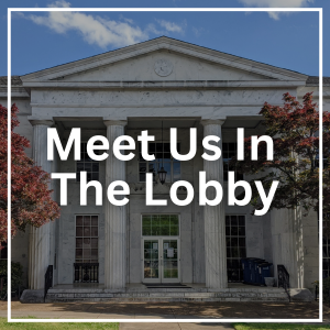 Meet Us In The Lobby. Water Business office entrance viewed from the street. 