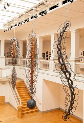 large art hanging from the ceiling