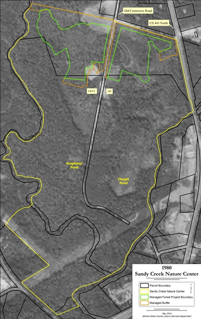 1980 Aerial of SCNC with managed forest zones-verticle