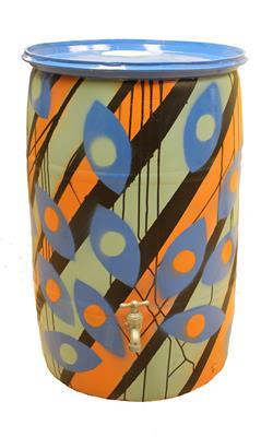 Kim Deakins - Untitled Barrel (Orange, green, and blue)