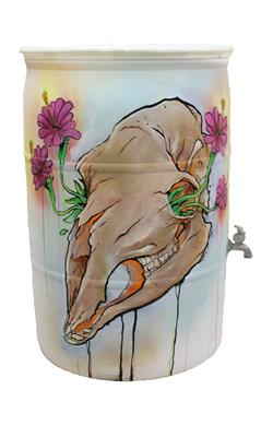 Mike Groves - Untitled Barrel (Skull and flowers)