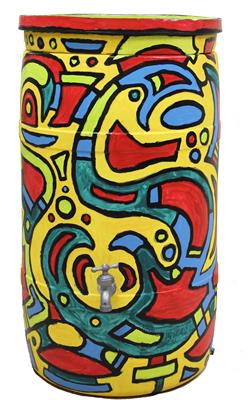 Russ Sanders - Untitled Barrel (Red, yellow, blue, and green)
