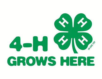 4-H grows here logo with four-leaf clover