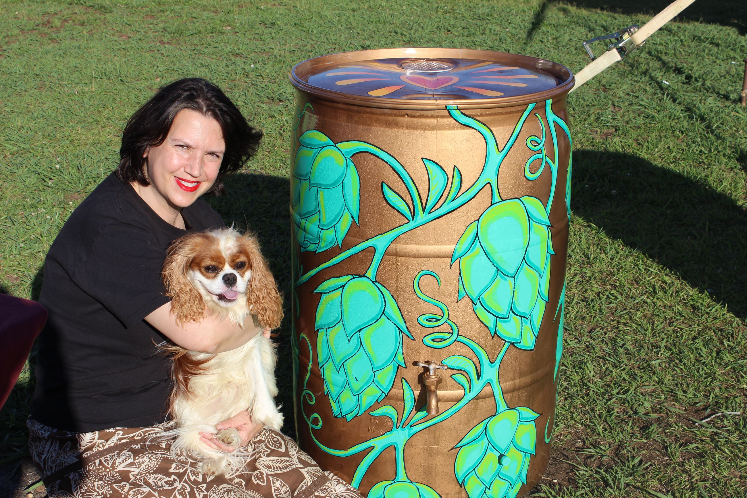 Roll Out the Barrels 2017 - Marilyn, dog, and barrel