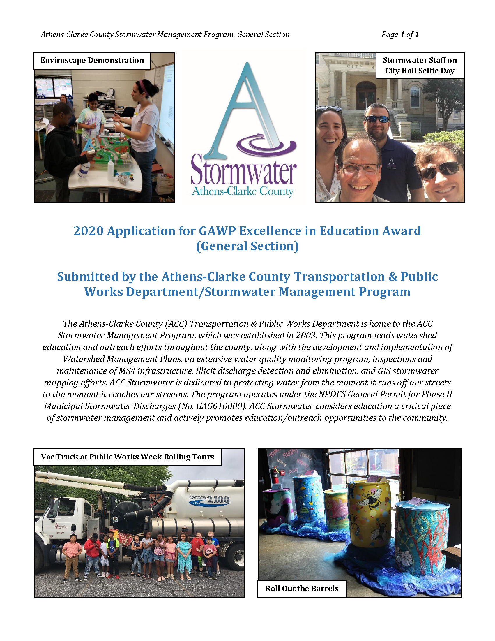 ACC Stormwater GAWP Award App Cover Page 1
