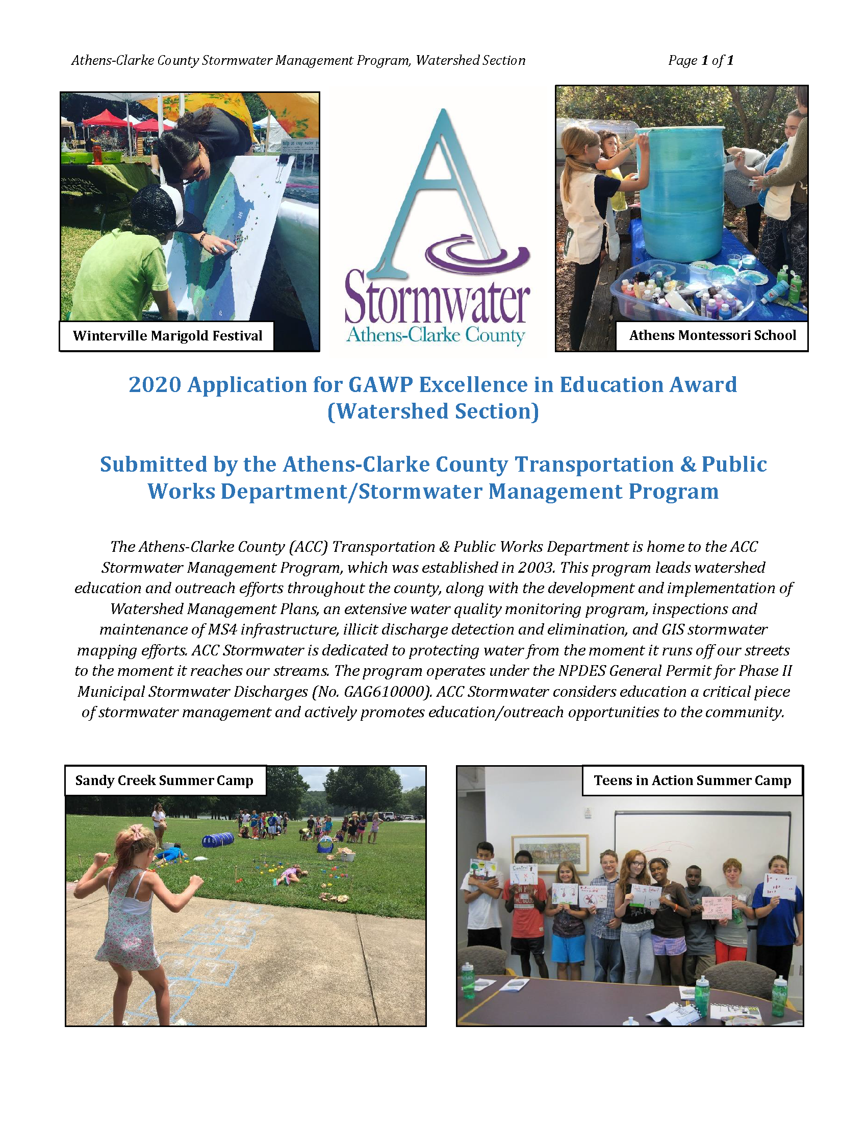 ACC Stormwater GAWP Award App Cover Page 2