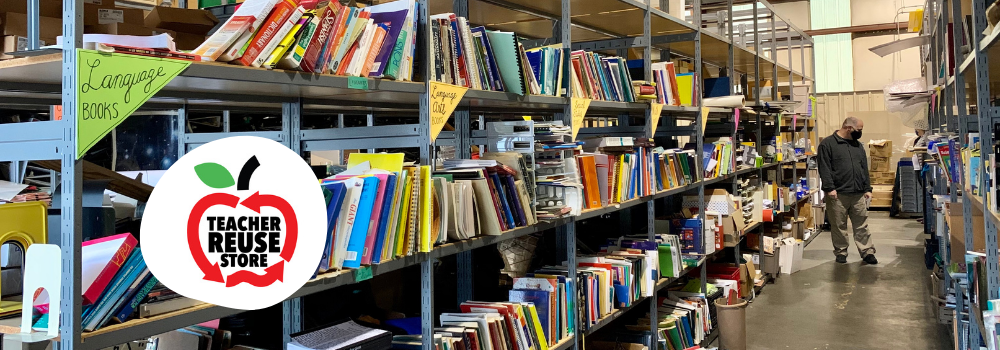 Teacher shopping in books section