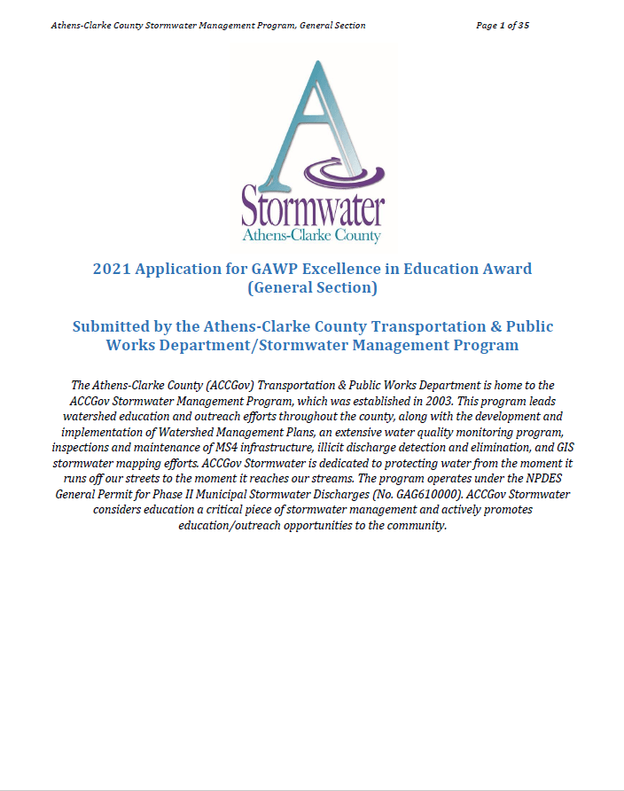 GAWP Award General Section Cover Page