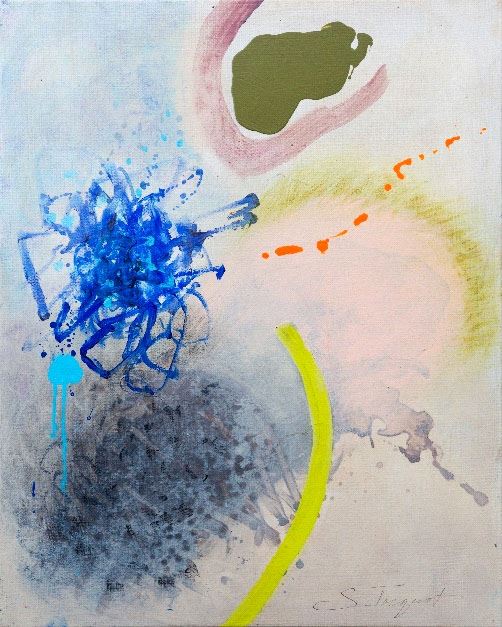 Suzanne Jacquot, Fleeting Whimsies 2, 2019, Acrylic on canvas with natural wood frame, 30” X 24”