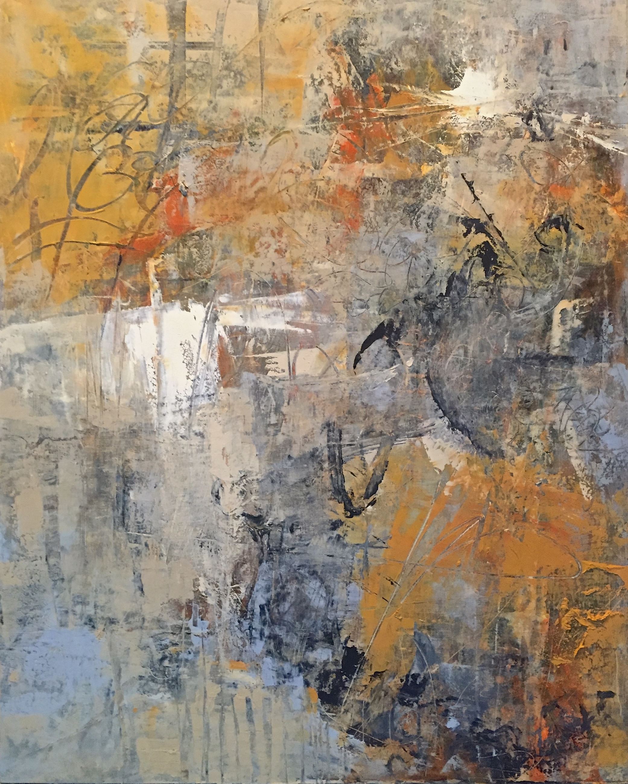 Kathy Roman, Scratch, 2015, Oil and cold wax on wood panel, 20" x 16"