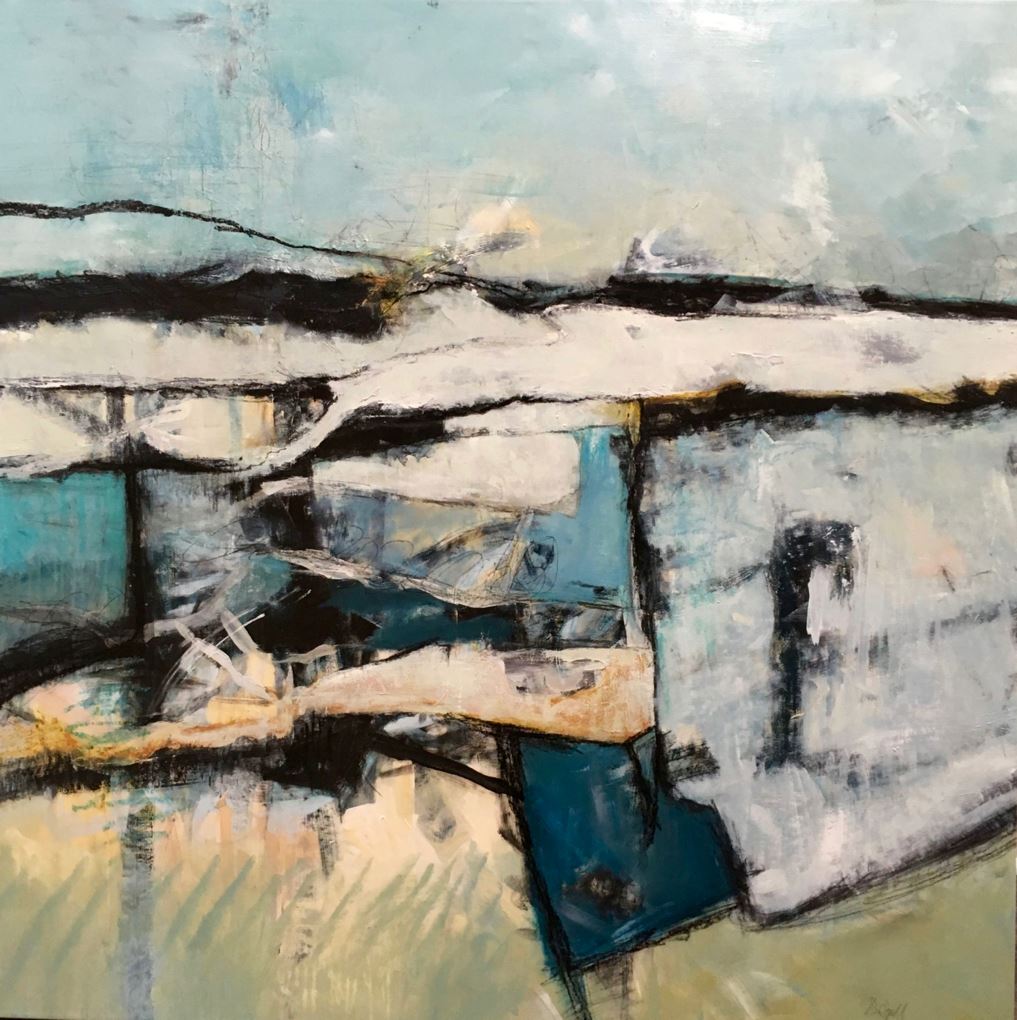 Debbie Ezell, Braided Sky, 2020, Acrylic and mixed media, 48" x 48"