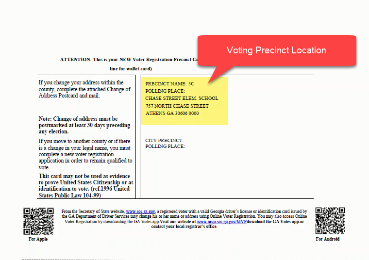 Sample Precinct Card (BACK)
