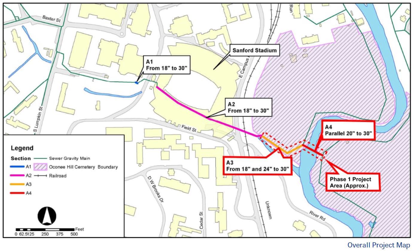 Overall project map sanford stadium interceptor