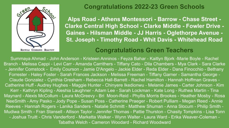 2022-23 Green Schools and Teachers