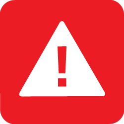 A bright red warning symbol
