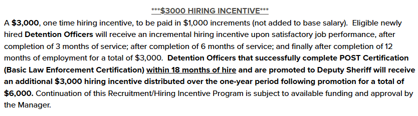 Hiring Incentive (Detention Officer)