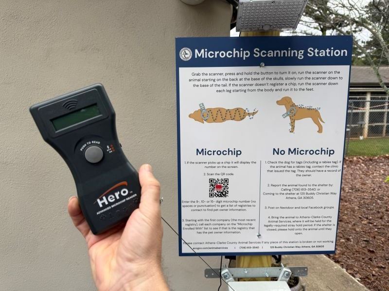An image of the microchip scanning stations installed by Animal Services for public use.