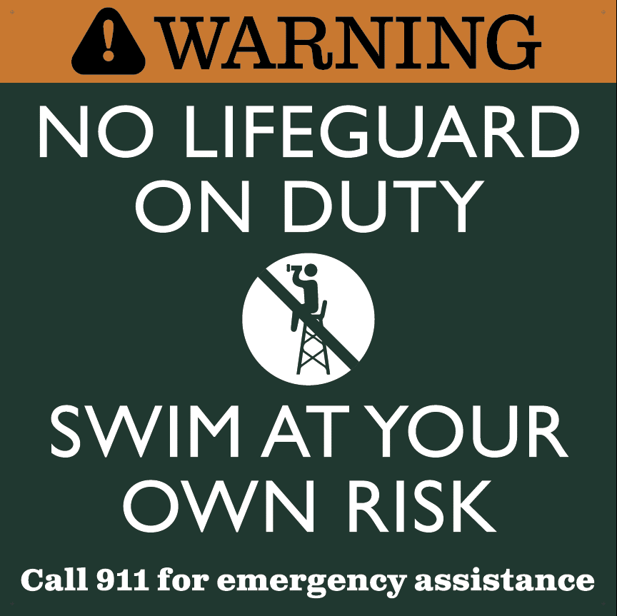 No Lifeguard On Duty Sign