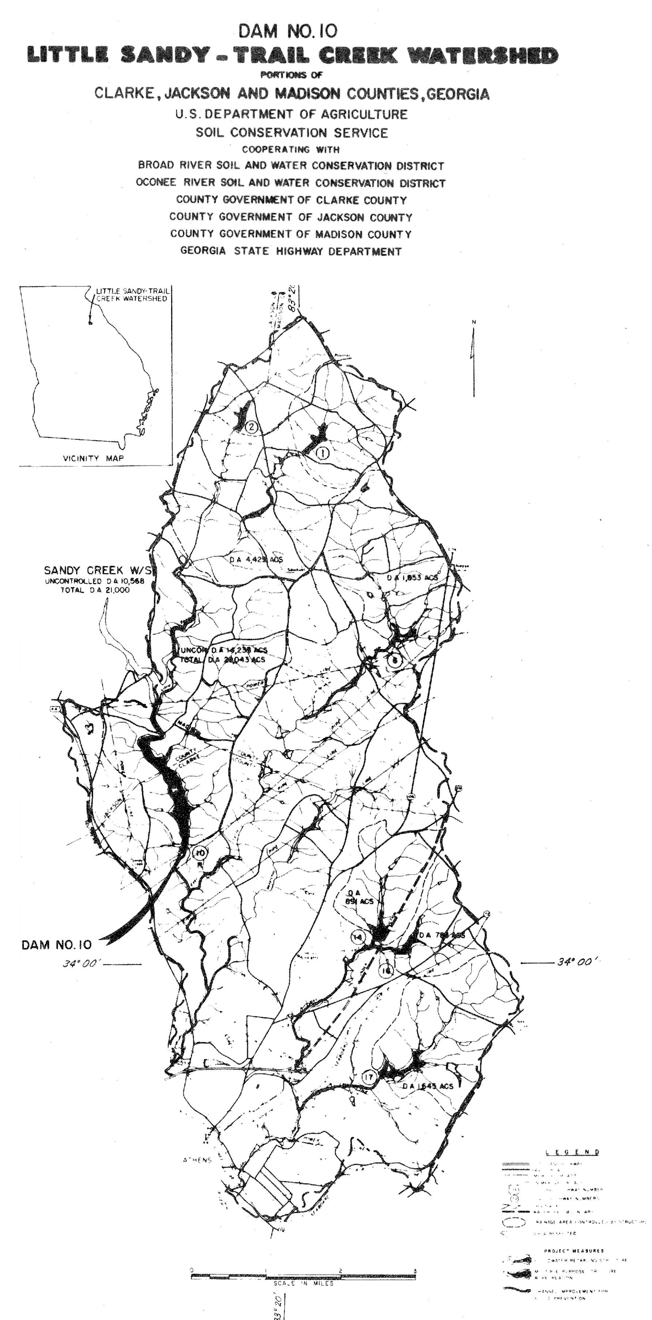 Original watershed project map from the proposal by Clarke, Jackson, and Madison counties.