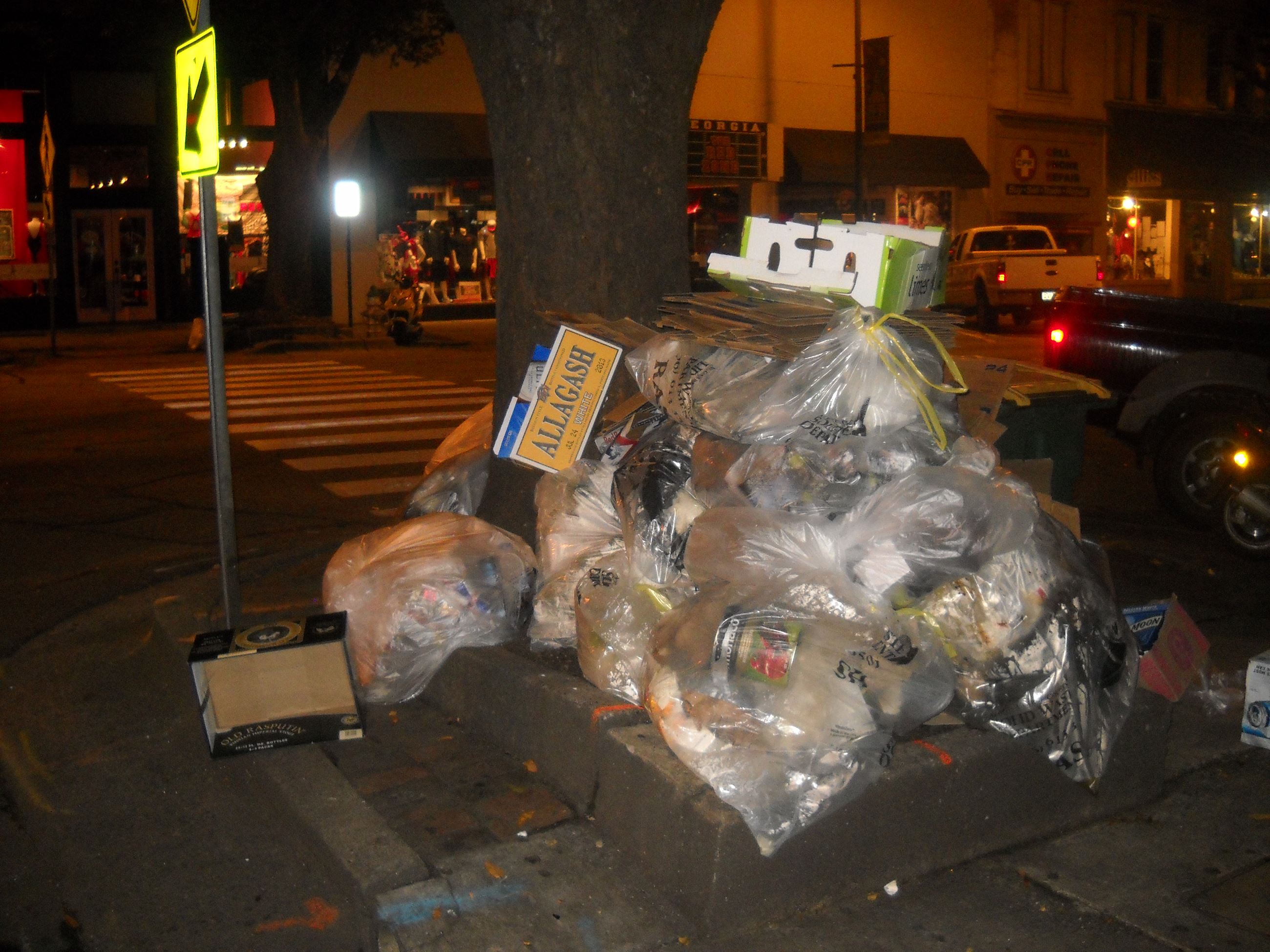 Trash on sidewalks