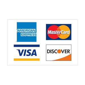 credit cards accepted: AmEx, Discover, Mastercard, VISA