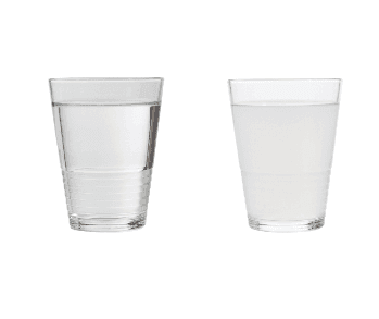 Glasses of clear and cloudy water side by side 