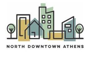 North Downtown Athens Redevelopment Project logo showing houses Opens in new window